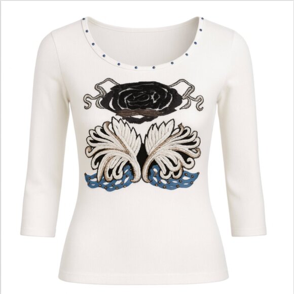 Y2K Fred Segal / Melrose Avenue Set of 3 Vtg Retro Graphic & Beaded Tops Size S - Picture 4 of 12